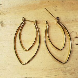Double gold-tone teardrop pierced earrings